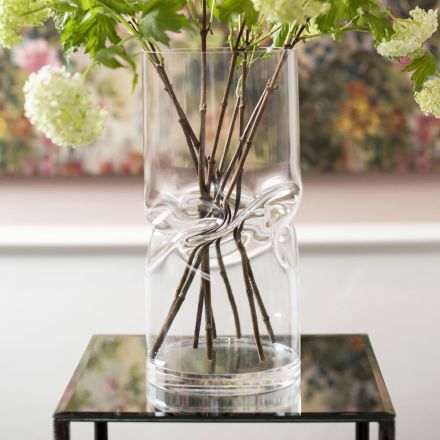 Moderní kroucená akrylová křišťálová váza Různé povrchové úpravy - Cigareta Viadurini