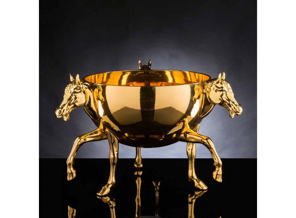 Okrasná váza pro interiér v bílém keramickém nebo 24k zlatě vyrobená v Itálii - Jacky Viadurini