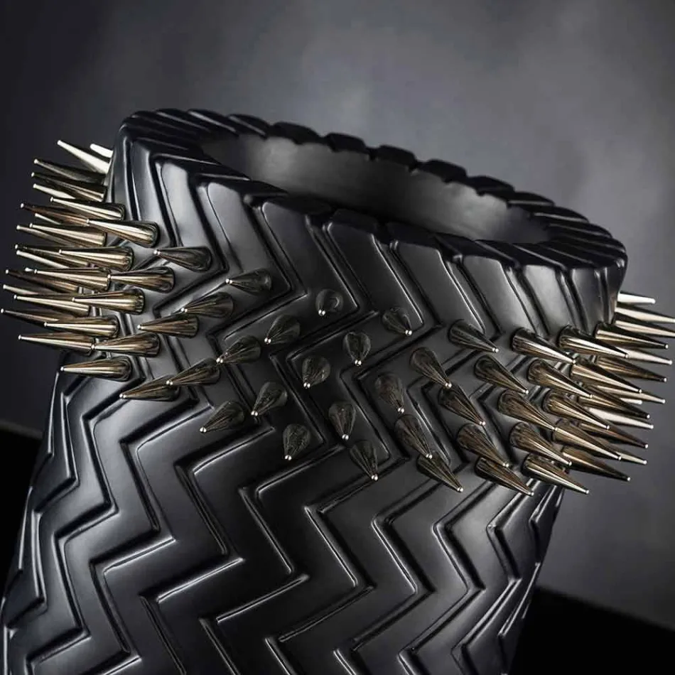 Ručně vyrobená matná černá keramická okrasná váza - džungle Viadurini