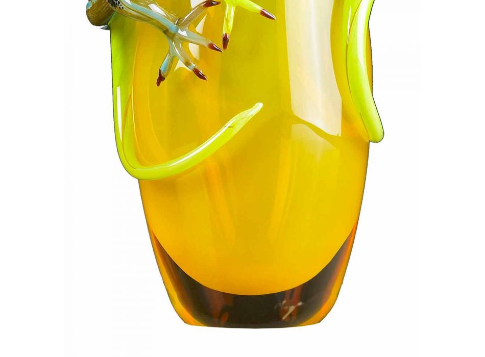 Okrasná váza z barevného skla, ručně vyráběná v Itálii - Geco Viadurini