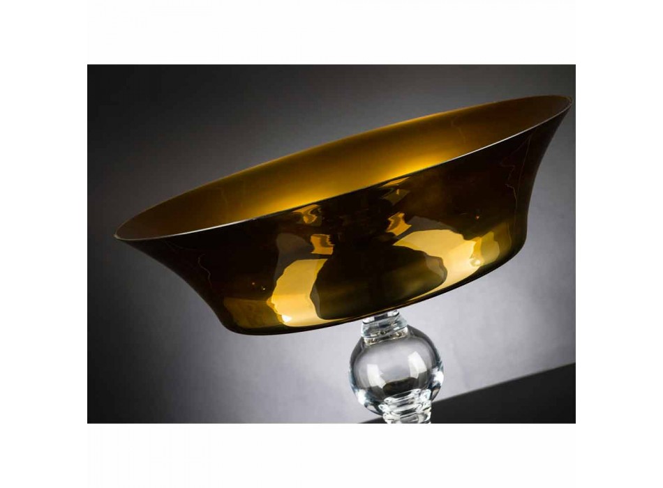 Okrasná váza ve zlatě a průhledné foukané sklo vyrobené v Itálii - Delfino Viadurini