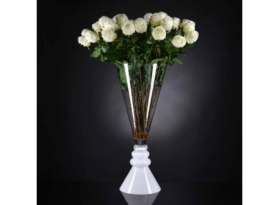 Váza z bílého a průhledného skla vyrobená v Itálii - Aramis Viadurini