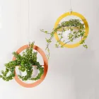 Závěsná váza na květiny z oceli a keramiky vyrobená v Itálii - Leotta Viadurini