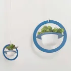 Závěsná váza na květiny z oceli a keramiky vyrobená v Itálii - Leotta Viadurini