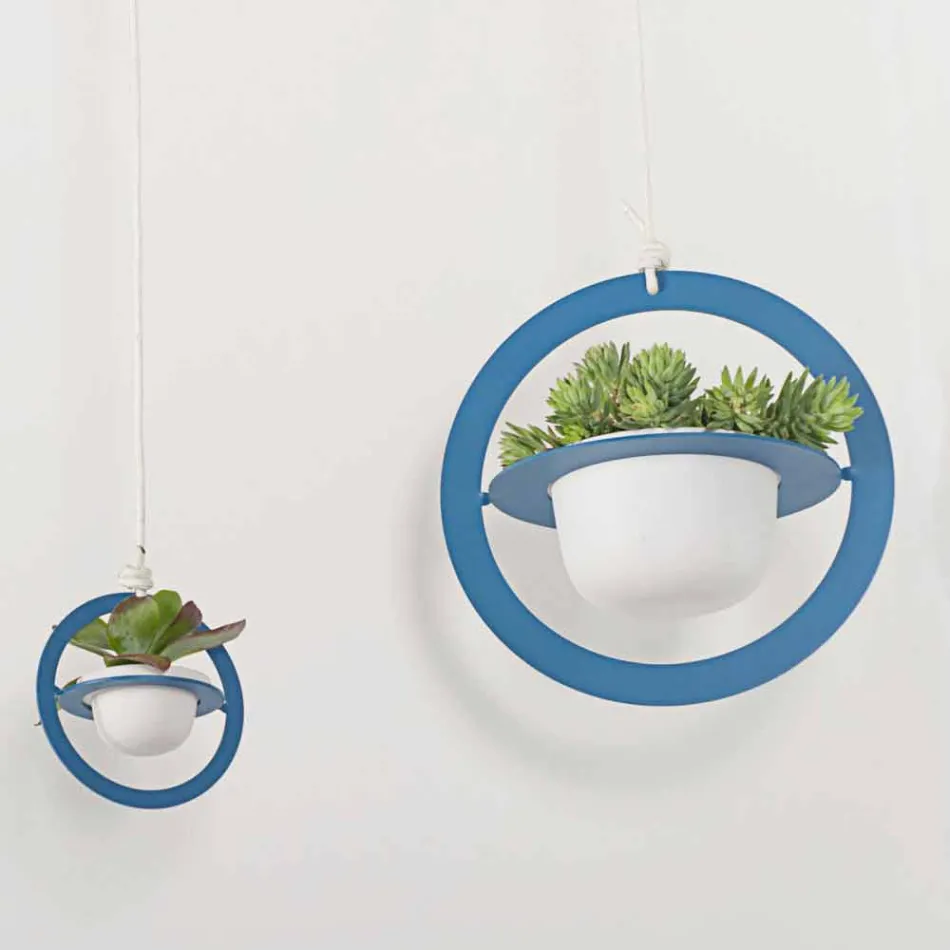 Závěsná váza na květiny z oceli a keramiky vyrobená v Itálii - Leotta Viadurini