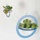 Závěsná váza na květiny z oceli a keramiky vyrobená v Itálii - Leotta Viadurini