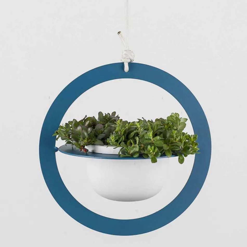 Závěsná váza na květiny z oceli a keramiky vyrobená v Itálii - Leotta Viadurini