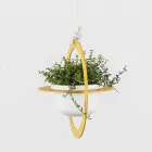 Závěsná váza na květiny z oceli a keramiky vyrobená v Itálii - Leotta Viadurini