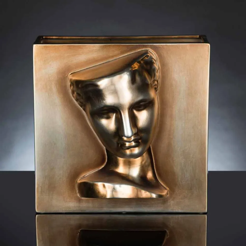 Moderní obdélníková váza v barevné keramické ručně vyrobené v Itálii - Lucas Viadurini