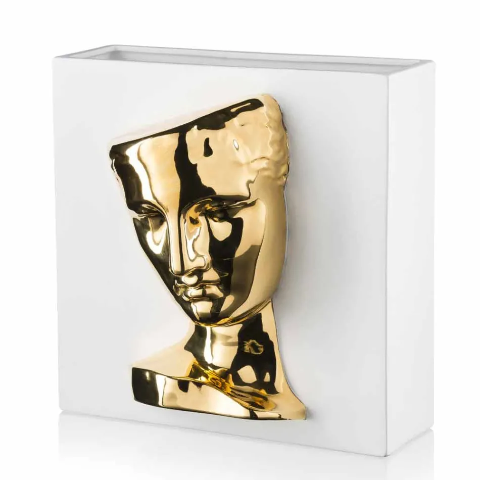 Moderní obdélníková váza v barevné keramické ručně vyrobené v Itálii - Lucas Viadurini