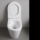 WC k zavěšení na podlahu s úzkým sedátkem s tlumeným dovíráním z bílé keramiky - Salice Viadurini