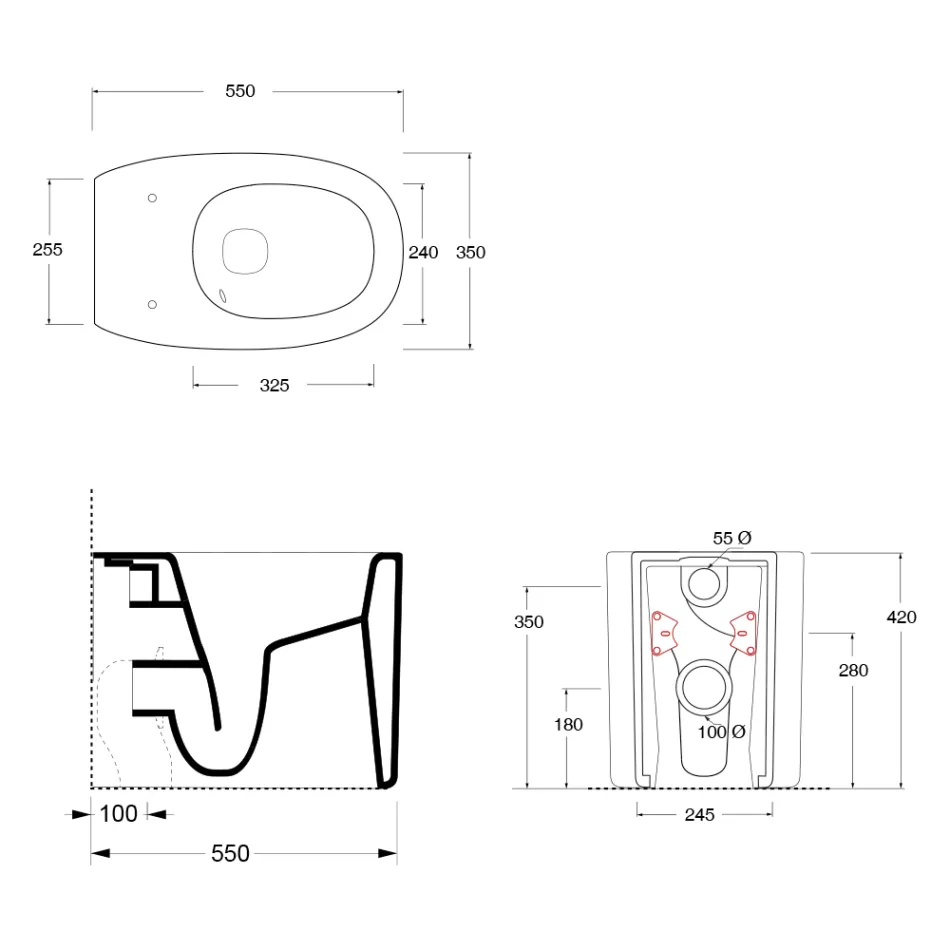 Stojící keramická toaletní mísa v různých barvách, vyrobeno v Itálii - Girl Viadurini