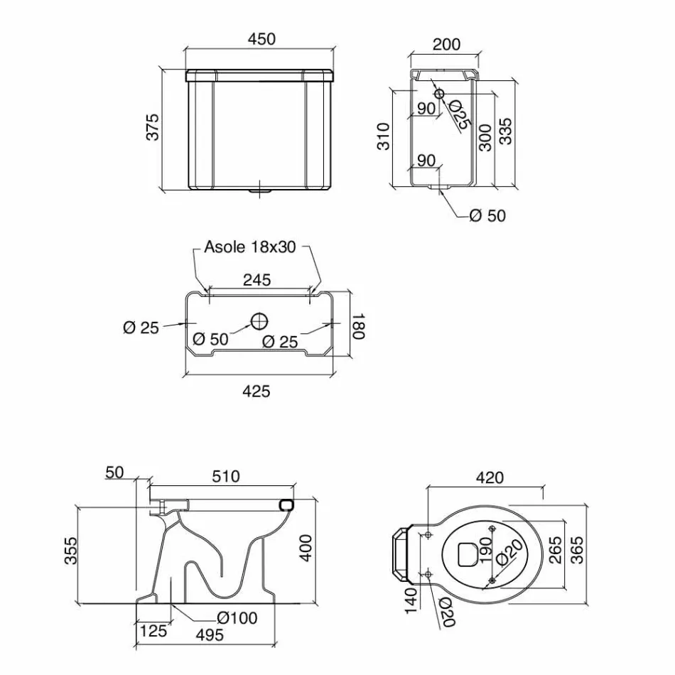 Keramická podlahová váza s kazetou Made in Italy - Marwa Viadurini