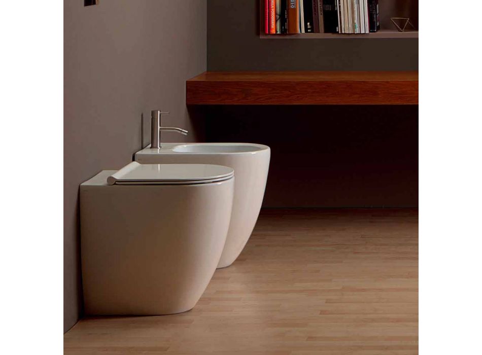 Váza WC v bílé keramické moderní design bot Square H50 vrtaných Viadurini