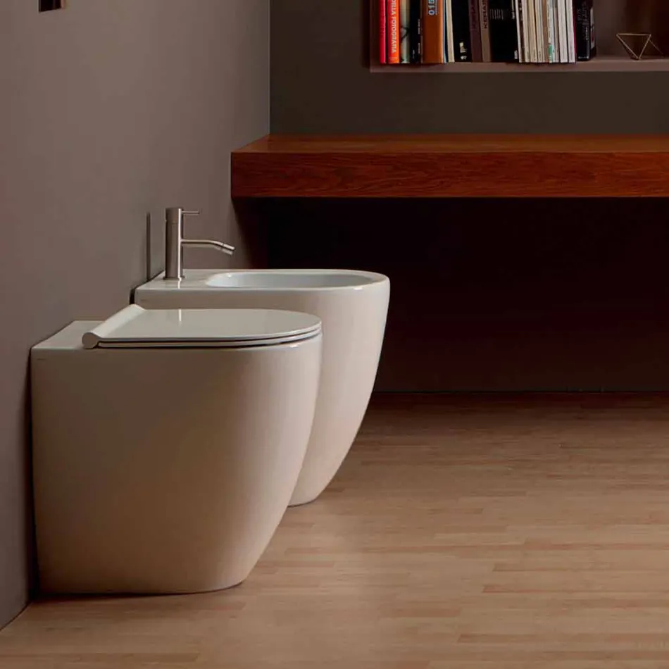 Váza WC v bílé keramické moderní design bot Square H50 vrtaných Viadurini