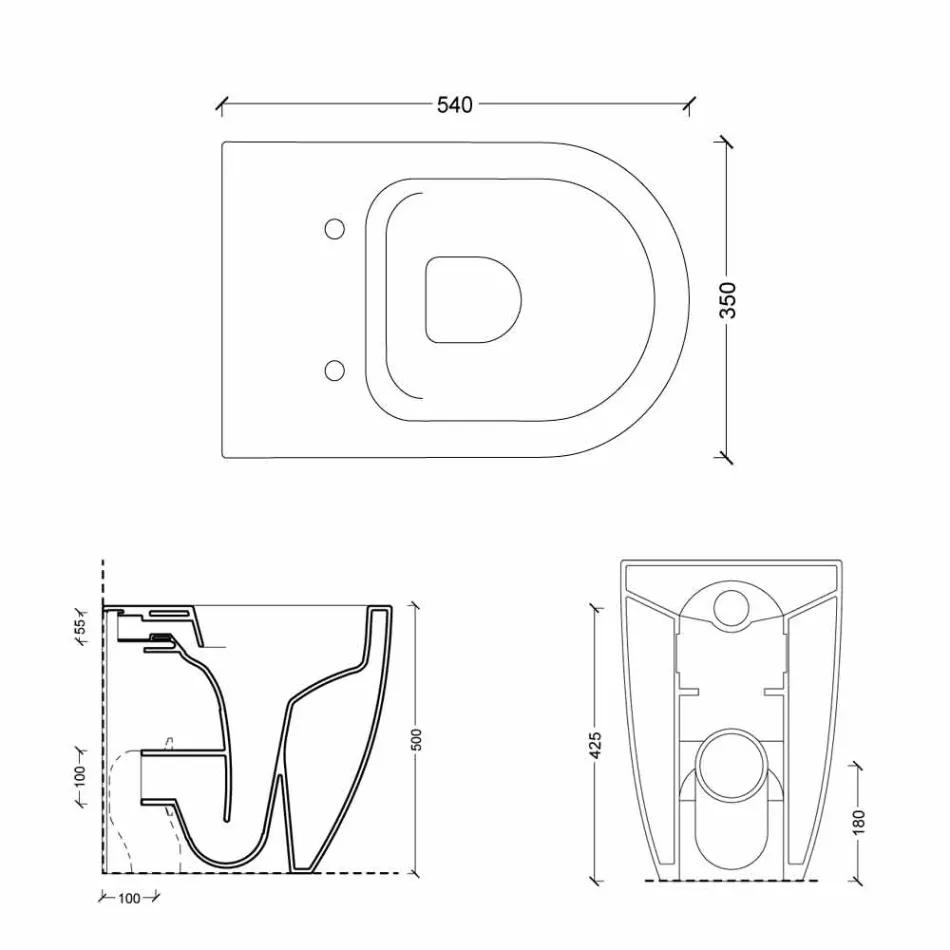 Váza WC v bílé keramické moderní design bot Square H50 vrtaných Viadurini