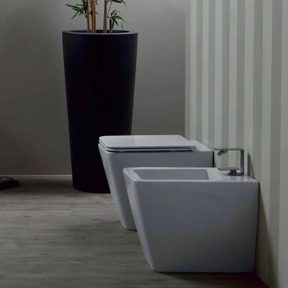 Váza WC v bílé keramické moderního designu Sun náměstí, made in Italy Viadurini