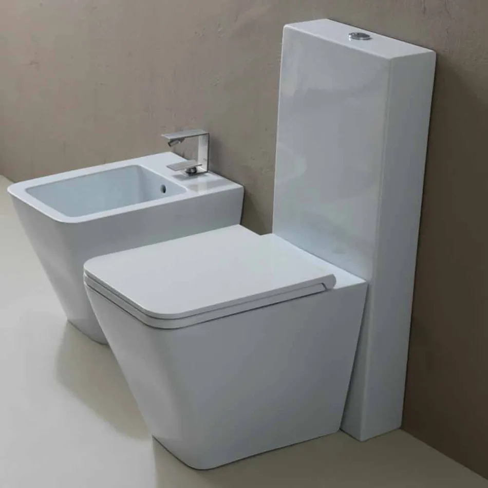Váza WC v bílé keramické moderního designu Sun náměstí, made in Italy Viadurini
