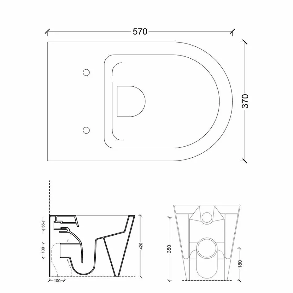 Váza WC v moderních bílých keramických Sun Kolo 57x37 cm Made in Italy Viadurini