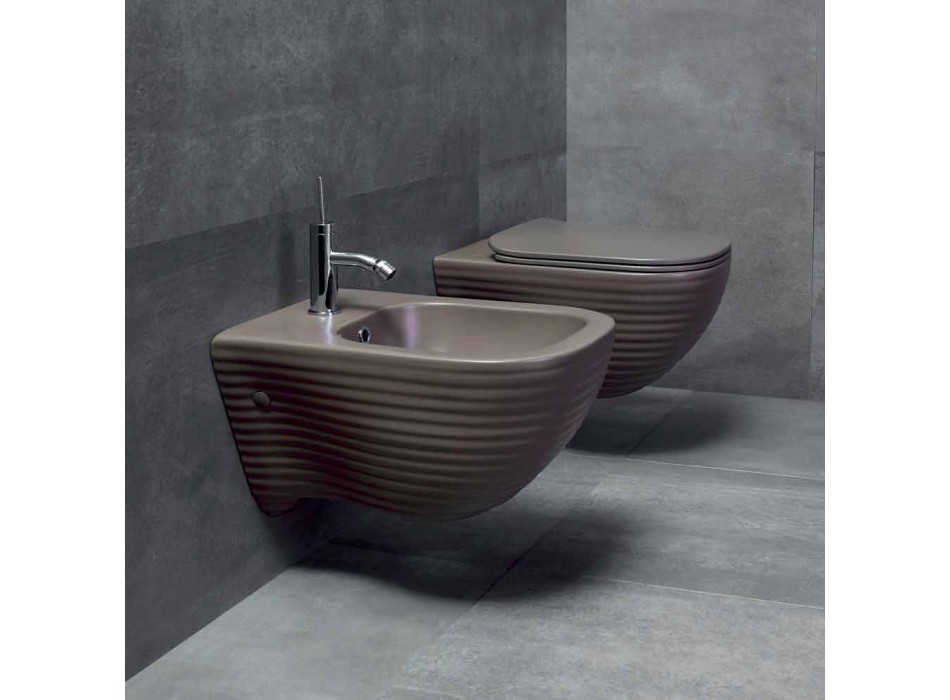 Moderní zavěšené WC v bílé keramické nebo barevné Trabia Viadurini