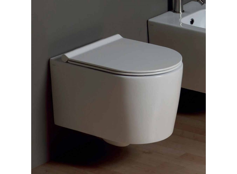 Pot závěsné WC moderního designu bot Square keramiky, made in Italy Viadurini