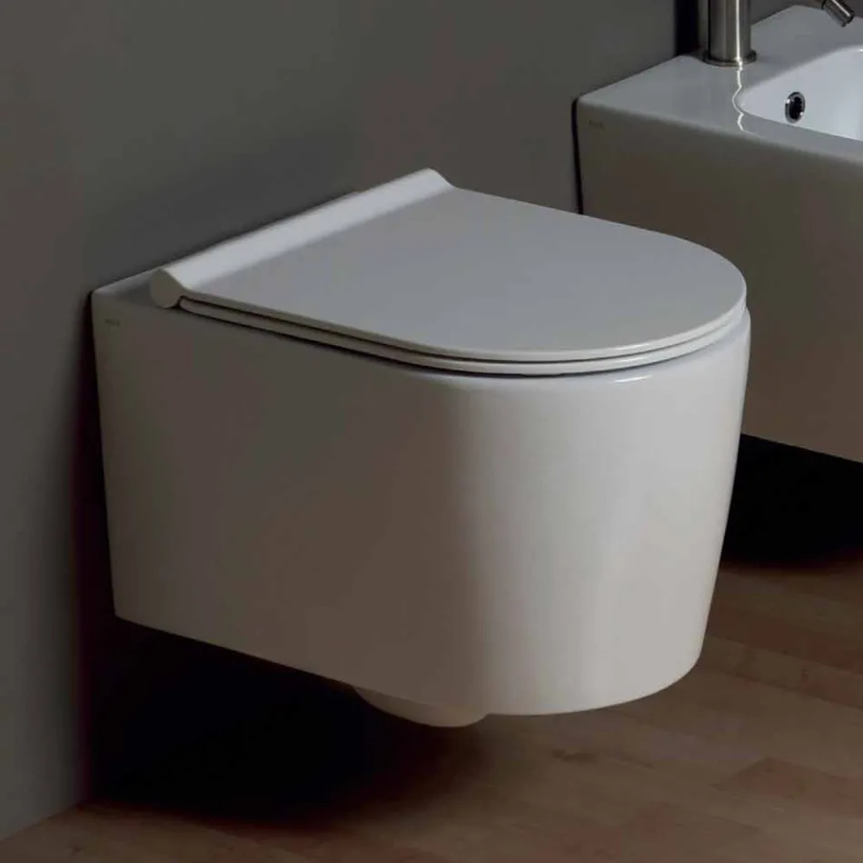 Pot závěsné WC moderního designu bot Square keramiky, made in Italy Viadurini