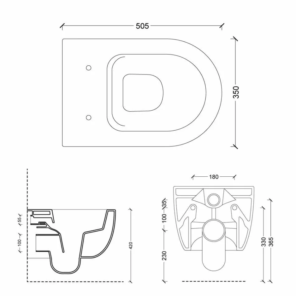 Závěsná WC v moderním designu keramických hvězda 50x35 Made in Italy Viadurini