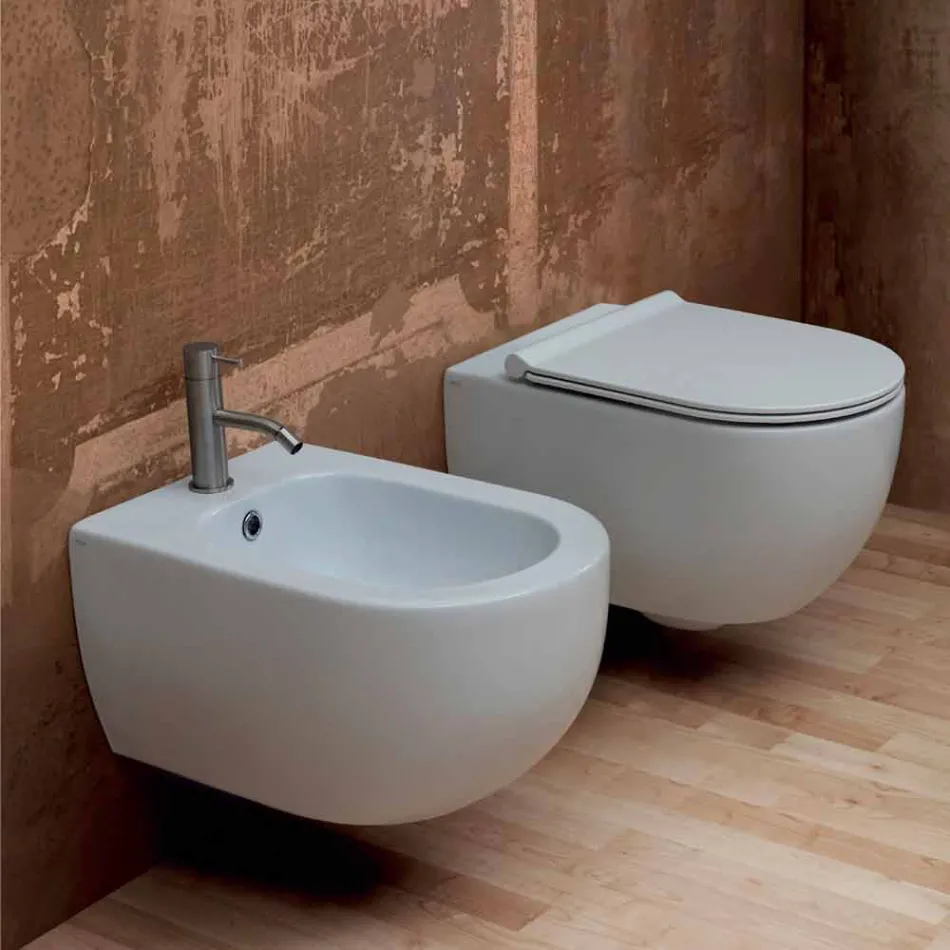 Závěsná WC v moderním designu keramických hvězda 55x35 Made in Italy Viadurini