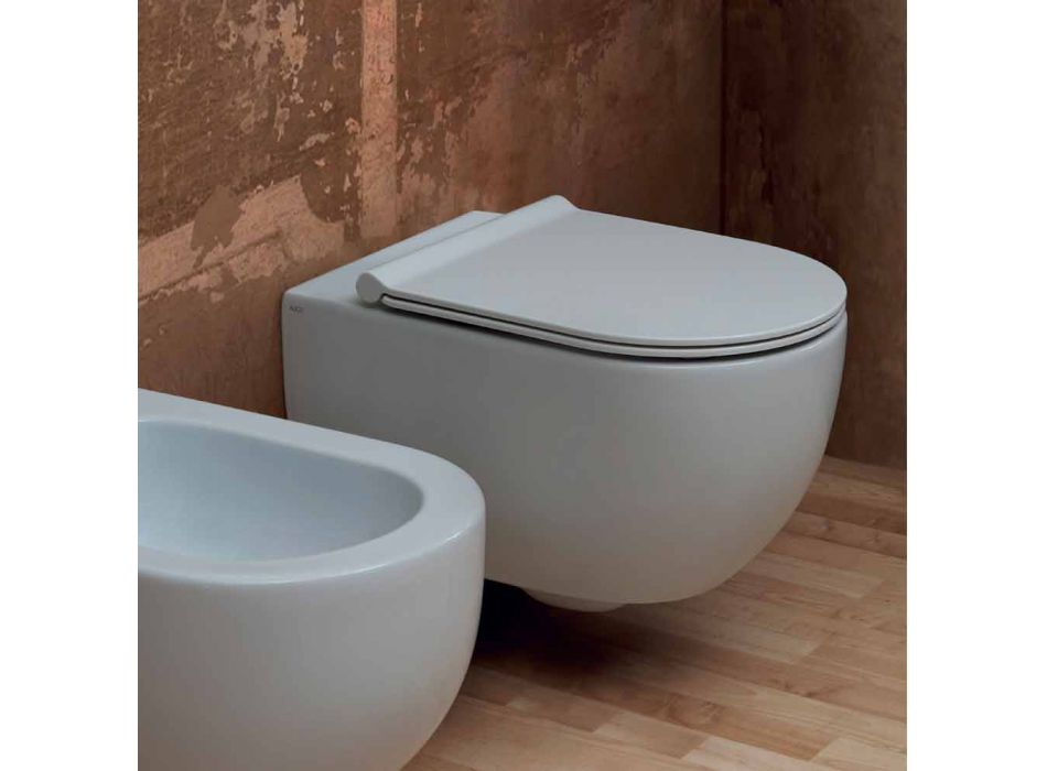 Závěsná WC v moderním designu keramických hvězda 55x35 Made in Italy Viadurini