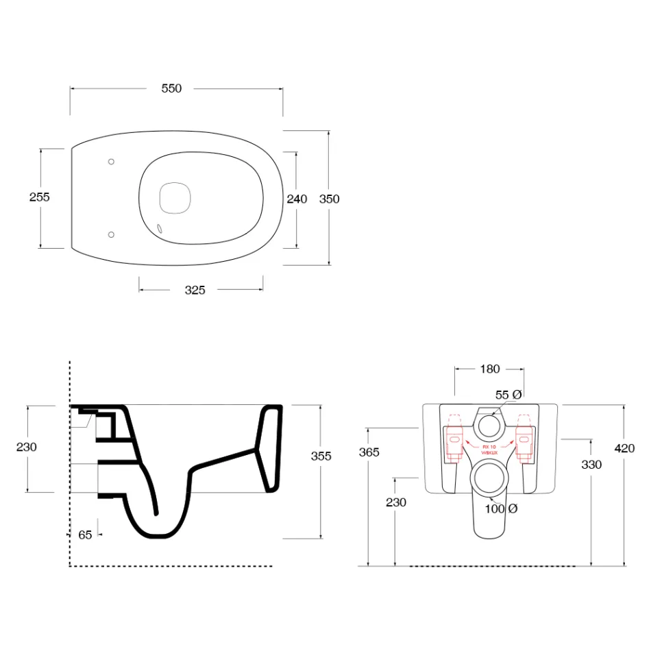 Závěsná keramická toaletní mísa v různých barvách vyrobená v Itálii - Dívka Viadurini