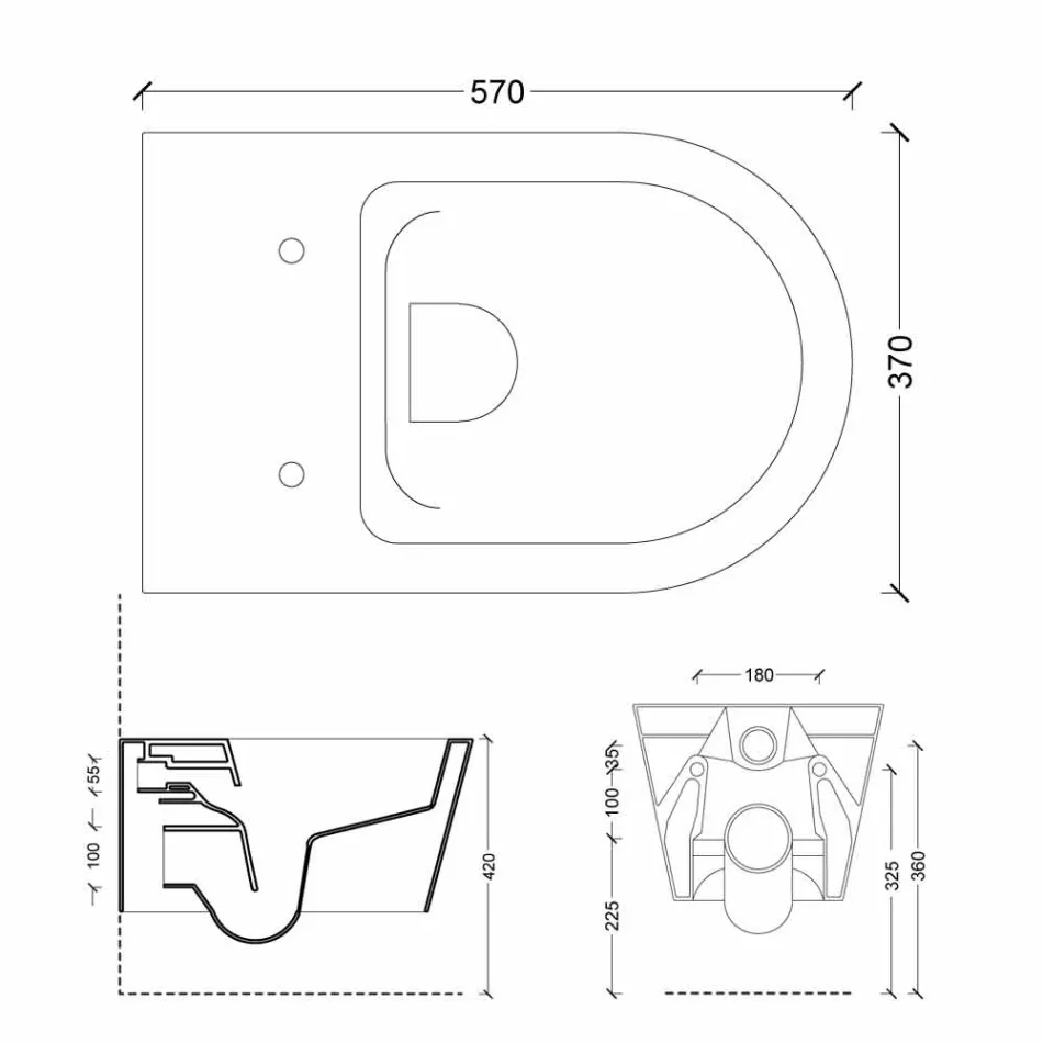 Pot závěsné WC v moderním Sun kulatého 57x37 cm keramiky, made in Italy Viadurini