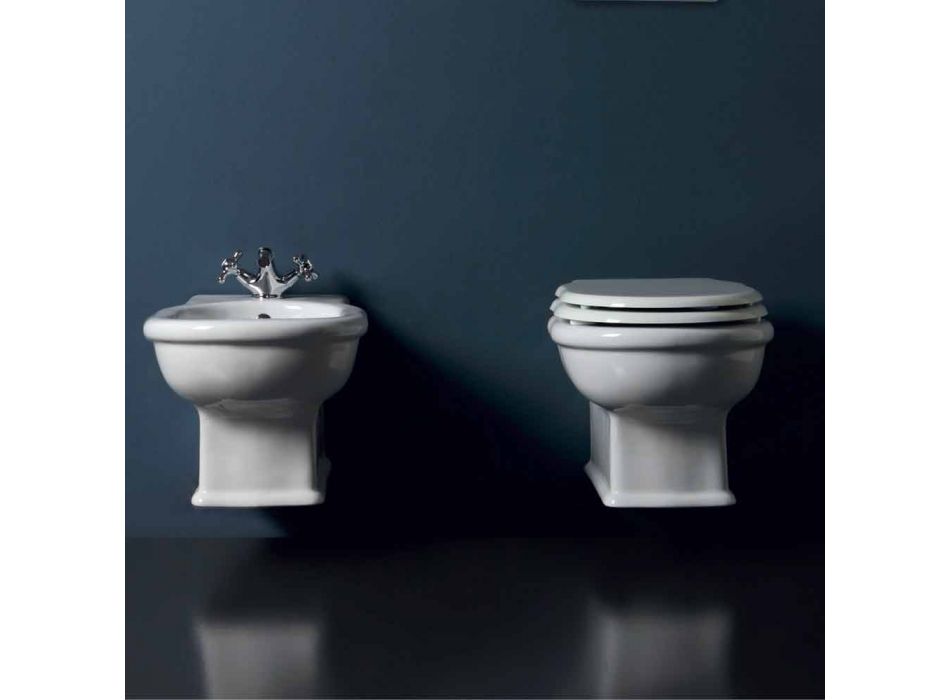 Váza moderní zavěšení WC bílé keramické Style 54x36 Made in Italy Viadurini