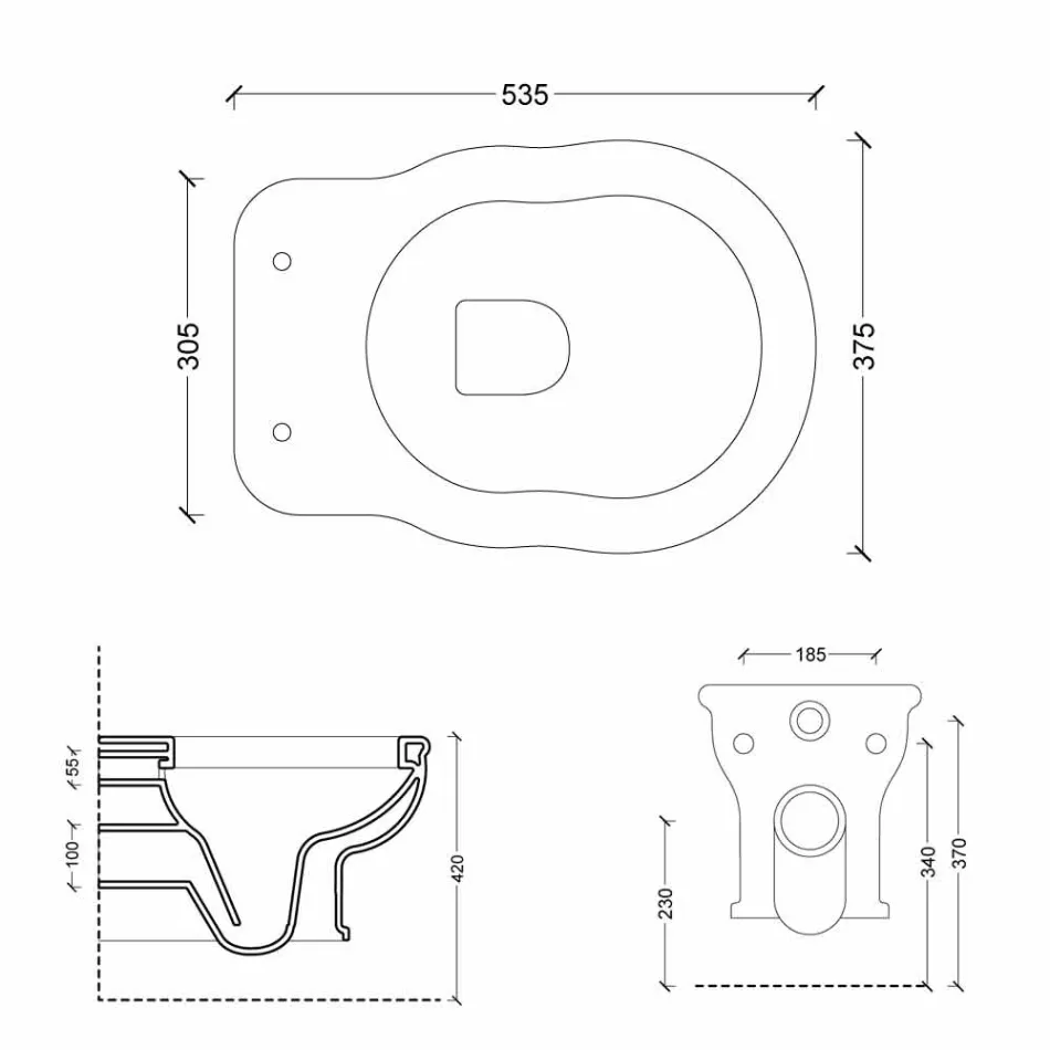 Váza moderní zavěšení WC bílé keramické Style 54x36 Made in Italy Viadurini