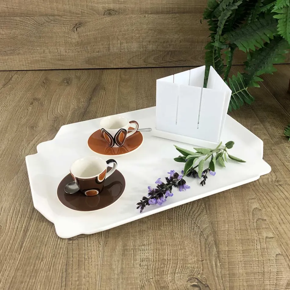 Obdélníkový kuchyňský talíř v bílé Corianské kvalitě vyrobený v Itálii - Ivanova Viadurini