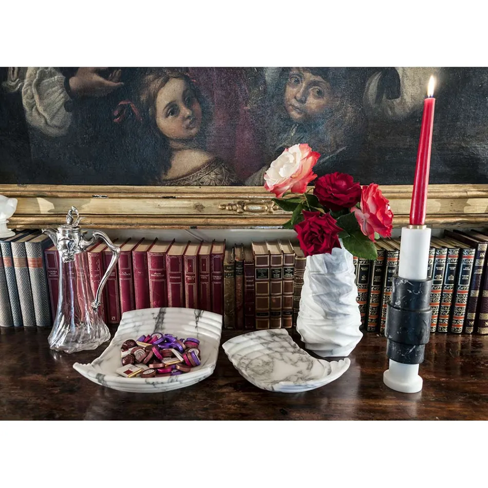 Zakřivený dekorativní podnos v arabescato mramoru vyrobený v Itálii - Clifton Viadurini