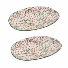 Vánoční podnos s oválným porcelánovým servírovacím talířem 2 kusy - řeznické koště Viadurini