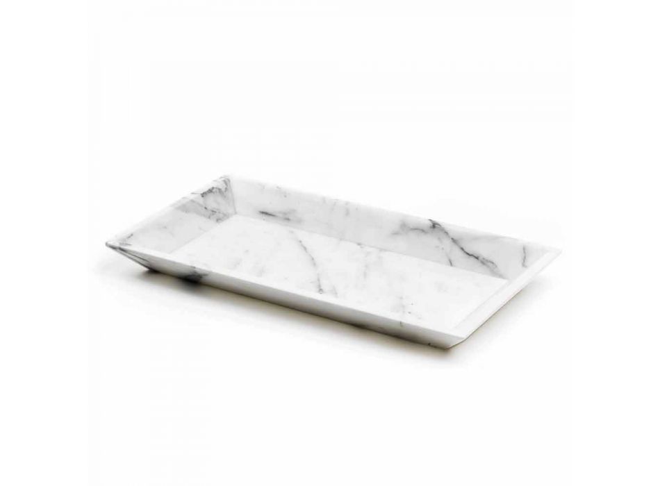 Obdélníkový podnos v bílém mramoru Carrara Vyrobeno v Itálii - Vassili Viadurini