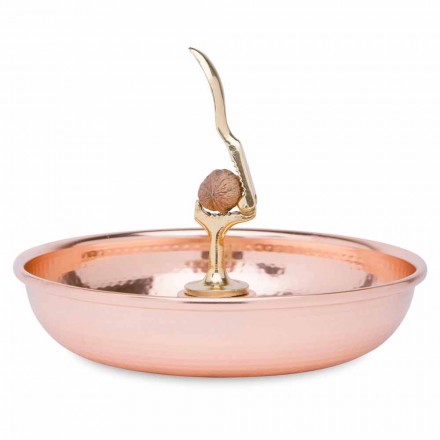 Ručně vyrobený pocínovaný měděný podnos na louskáčky na ořechy 28 cm - Paronzo Viadurini