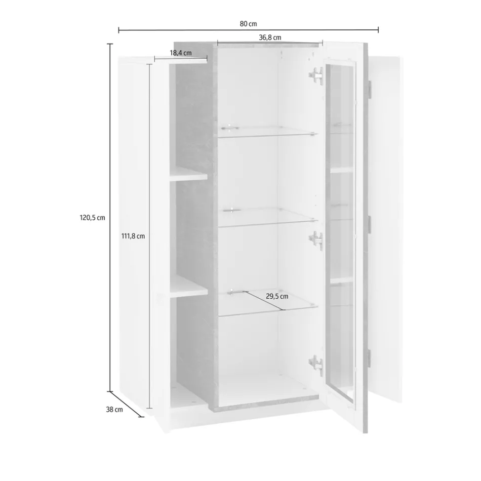 Vitrína 3dveřový obývací pokoj Bílá a antracitové dřevo, cement nebo javor - Tereza Viadurini