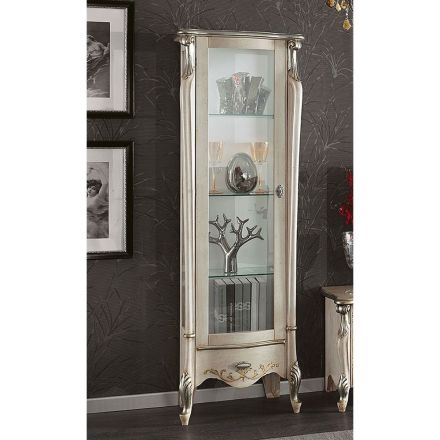 Klasická vitrína s bílými nebo ořechovými dřevěnými dveřmi Made in Italy - Caligola Viadurini