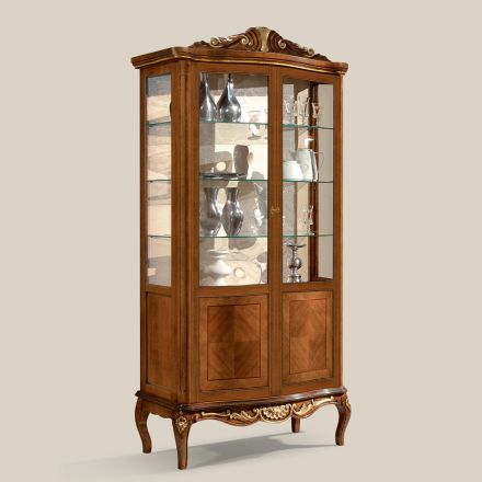 Klasická vitrína z ořechového dřeva Bassano Two Doors Made in Italy - Chantilly Viadurini