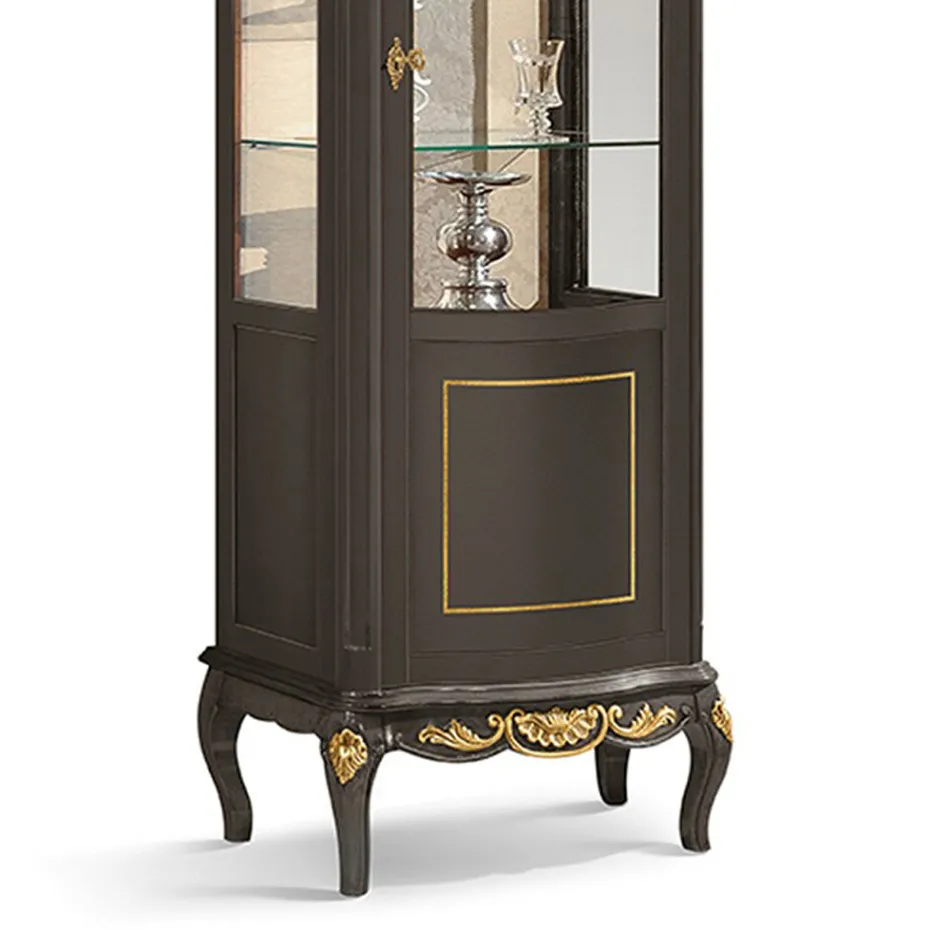 Klasická vitrína v bílém ořechu nebo moka dřevě Made in Italy - Chantilly Viadurini