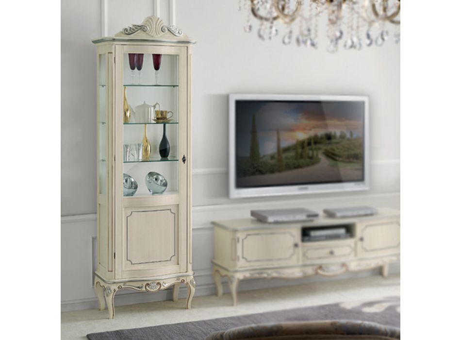 Klasická vitrína v bílém ořechu nebo moka dřevě Made in Italy - Chantilly Viadurini