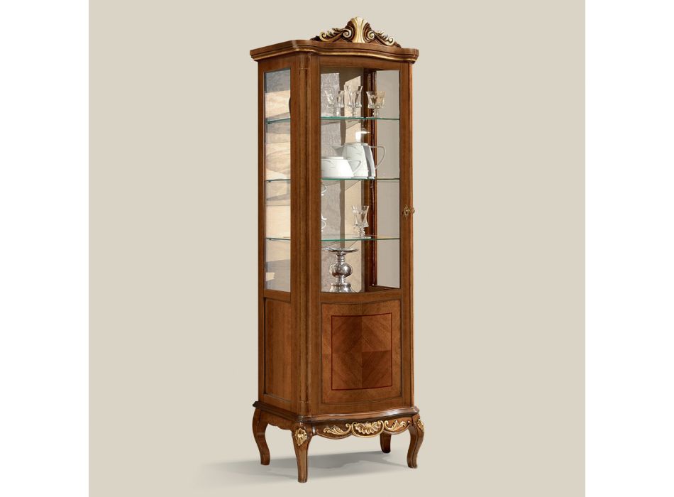 Klasická vitrína v bílém ořechu nebo moka dřevě Made in Italy - Chantilly Viadurini