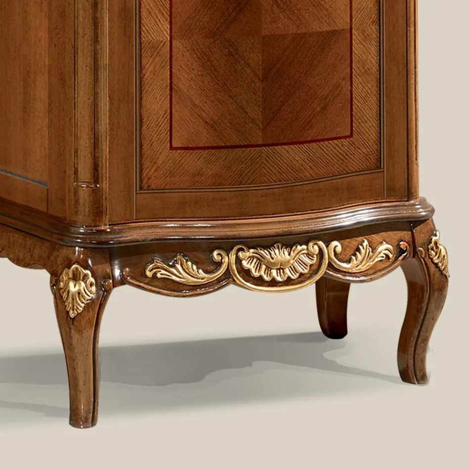 Klasická vitrína v bílém ořechu nebo moka dřevě Made in Italy - Chantilly Viadurini