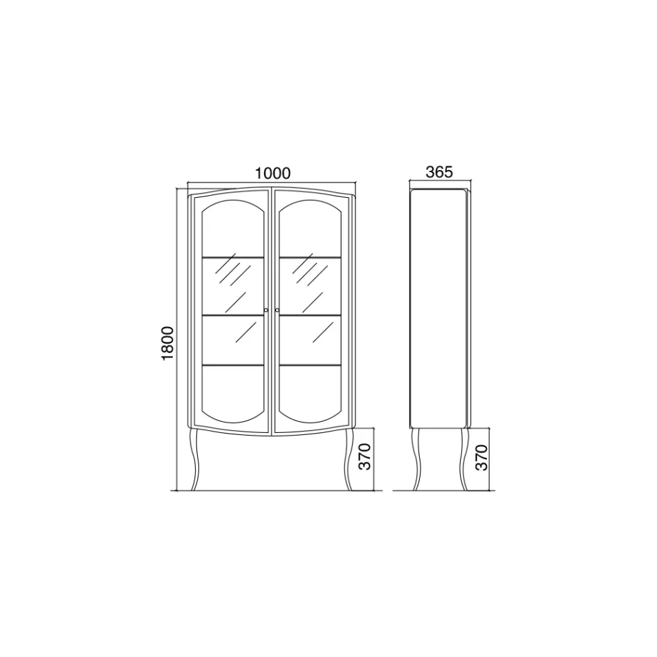 Vitrína kompletní se dvěma dvířky a třemi skleněnými policemi Made in Italy - Candy Viadurini
