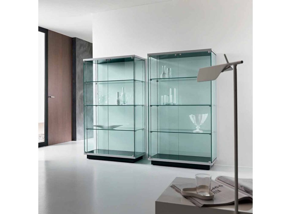 Nástěnná vitrína z průhledného skla 2 dveře se zámkem - Antonia Viadurini