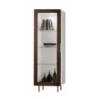 Vitrína do obývacího pokoje s 1 dveřmi v bílé barvě s povrchem Canaletto Made in Italy - Gerd Viadurini