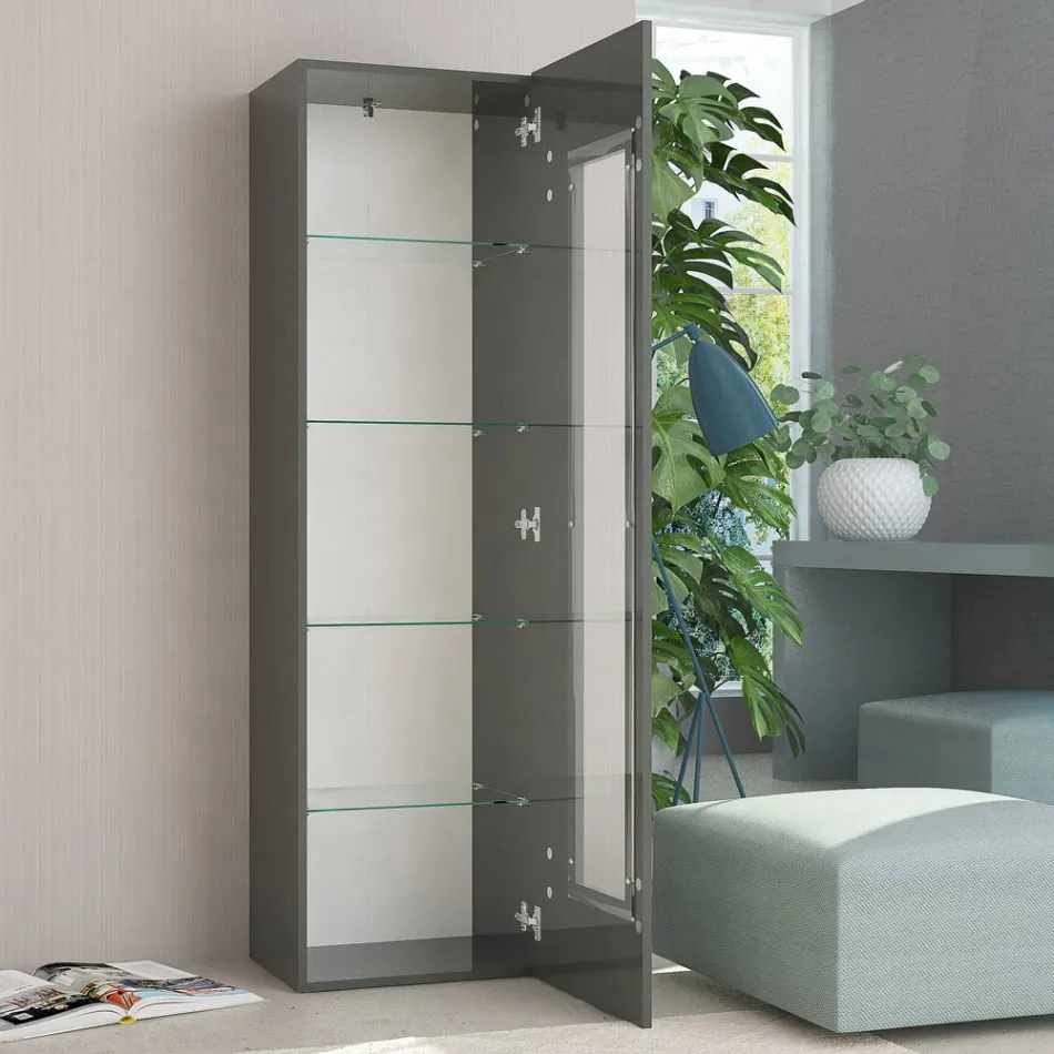 Designová vitrína do obývacího pokoje v bílé, antracitové nebo betonové barvě - Suzana Viadurini