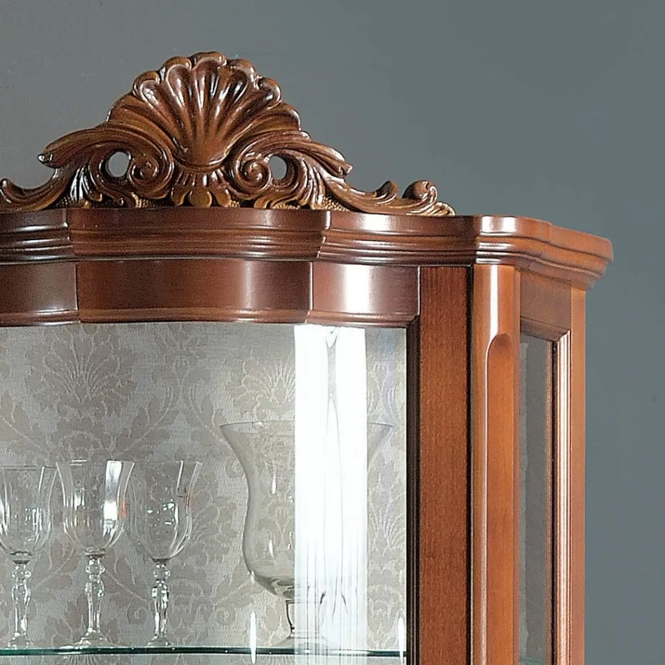 Vitrína do obývacího pokoje 1 dvířka a 2 dřevěné zásuvky Made in Italy - Leonor Viadurini